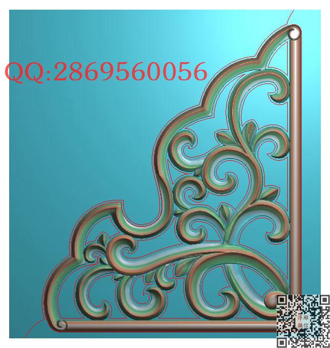 0158皇宫椅靠背22_镂空洋花角花仿古雀替精雕图浮雕图