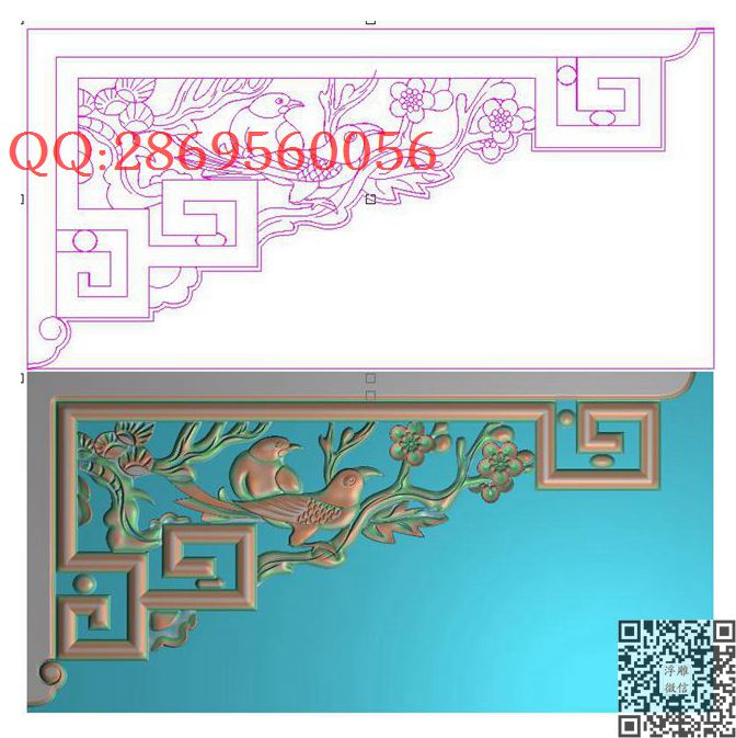梅花鸟角花_镂空洋花角花仿古雀替精雕图浮雕图