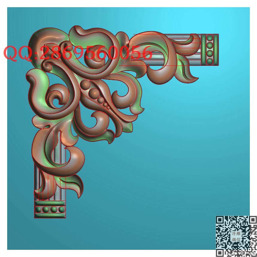 角花79_镂空洋花角花仿古雀替精雕图浮雕图