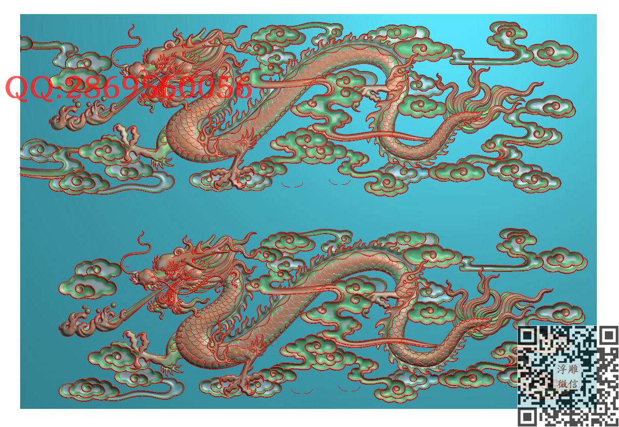 DL-001单龙横板带线_龙凤呈祥龙凤戏珠精雕图浮雕图