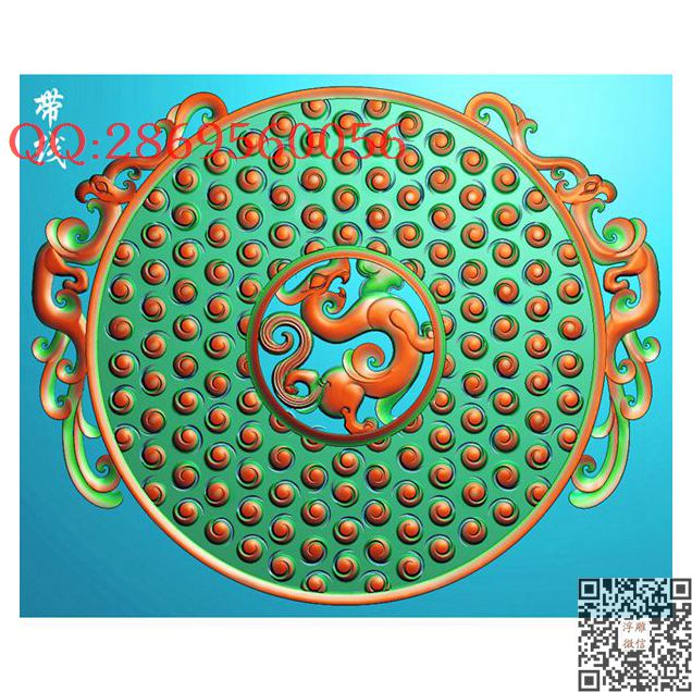 GLG-013仿古龙凤乳丁挂件带线_龙凤呈祥龙凤戏珠精雕图浮雕图