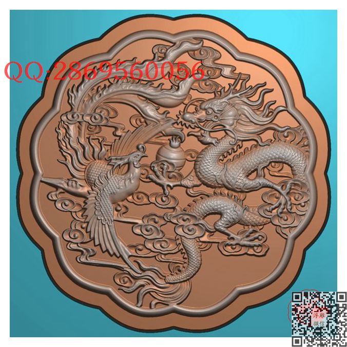 中秋月饼-龙凤_龙凤呈祥龙凤戏珠精雕图浮雕图