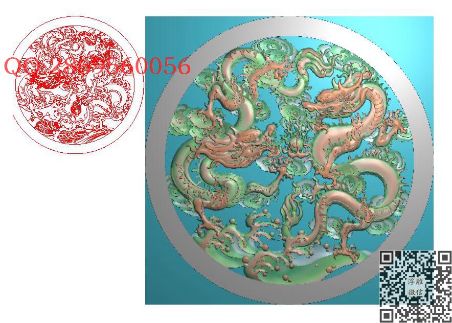圆双龙戏珠_龙凤呈祥龙凤戏珠精雕图浮雕图