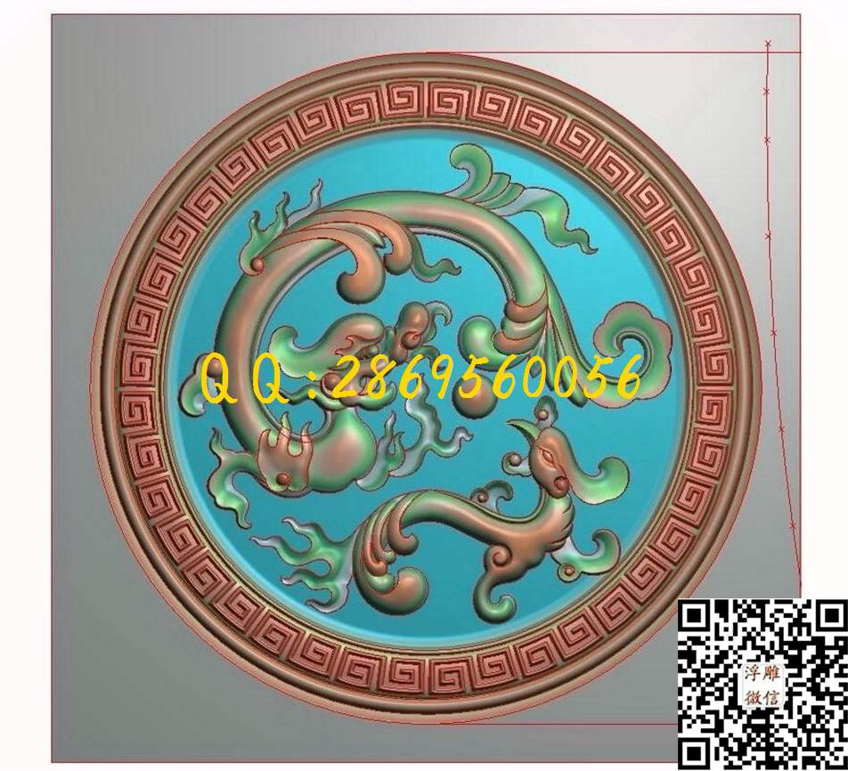 圆仿古龙凤_龙凤数控精雕图精雕图浮雕图