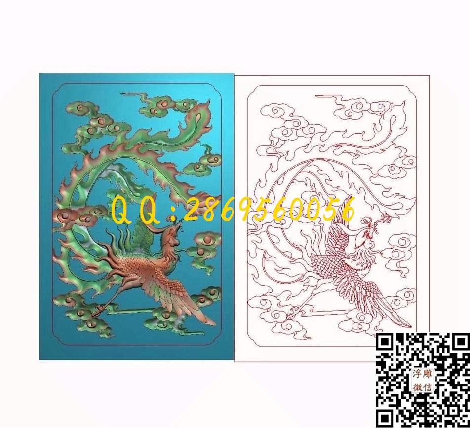 龙凤书柜凤图_龙凤数控精雕图精雕图浮雕图
