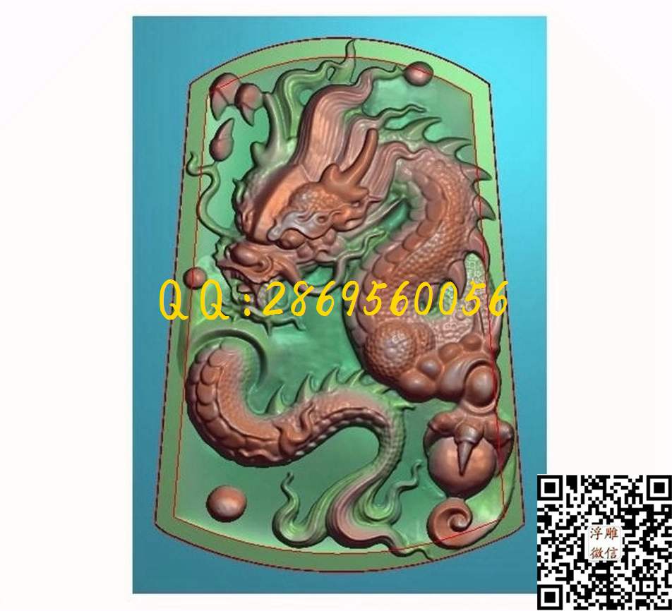 扫描图大头盘龙15_龙牌祥云仿古玉雕龙凤挂件龙头凤凰精雕图浮雕图