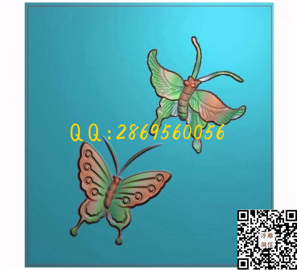 两只蝴蝶137-145-5_瑞兽动物玉石雕刻玉雕挂件仿古牌子46牌精雕图浮雕图