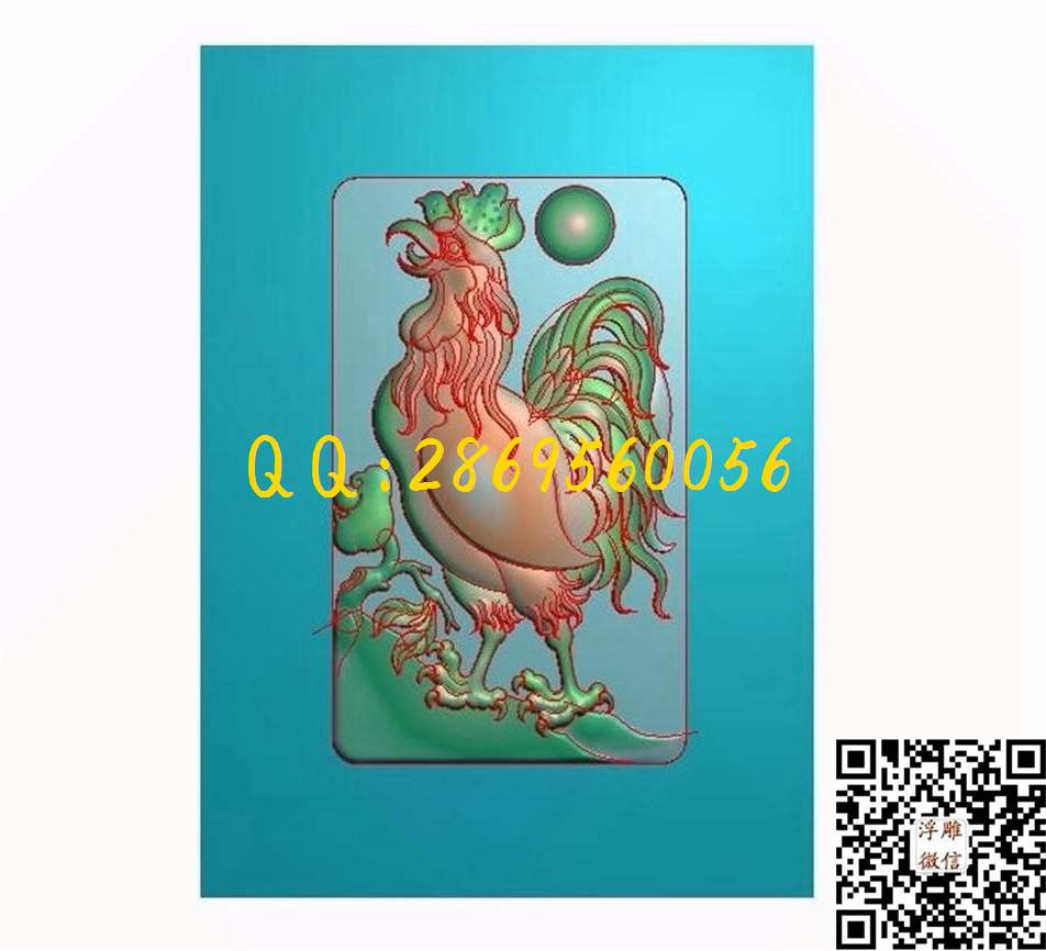 公鸡牌子6_瑞兽动物玉石雕刻玉雕挂件仿古牌子46牌精雕图浮雕图