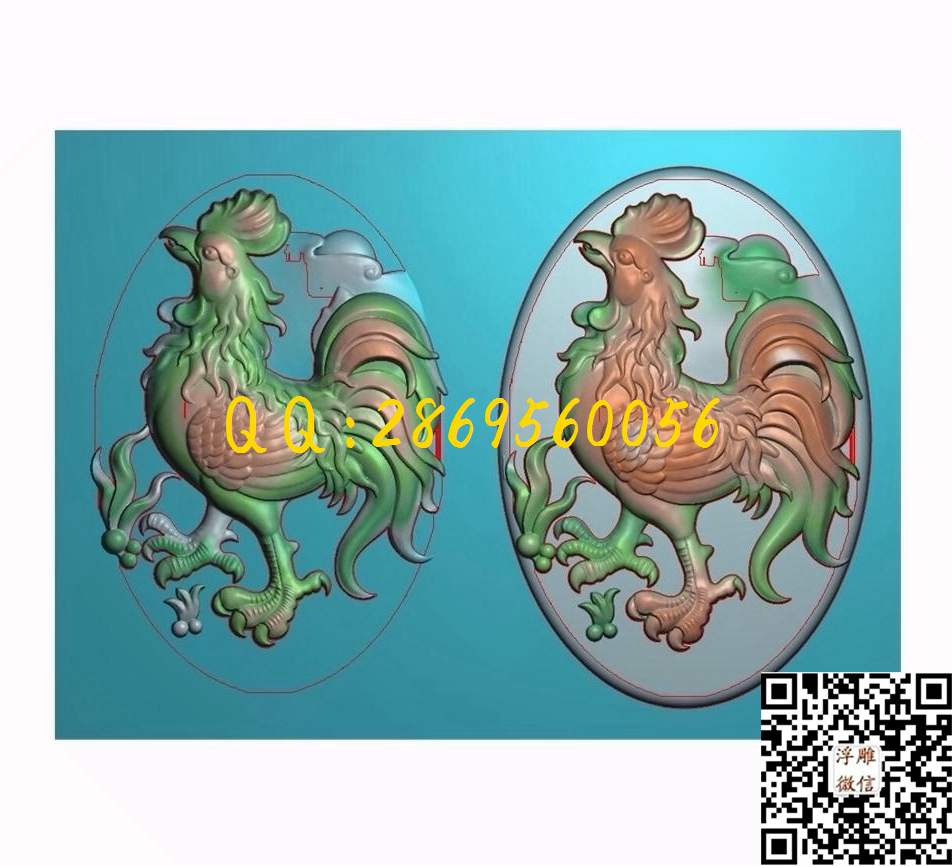 十二生肖挂件金鸡报晓10136公鸡_瑞兽动物玉石雕刻玉雕挂件仿古牌子46牌精雕图浮雕图