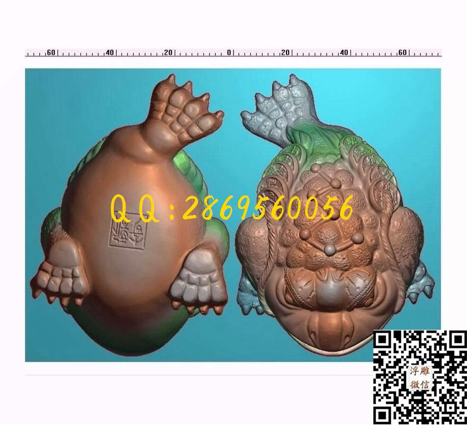 双面招财蟾蜍_瑞兽动物玉石雕刻玉雕挂件仿古牌子46牌精雕图浮雕图