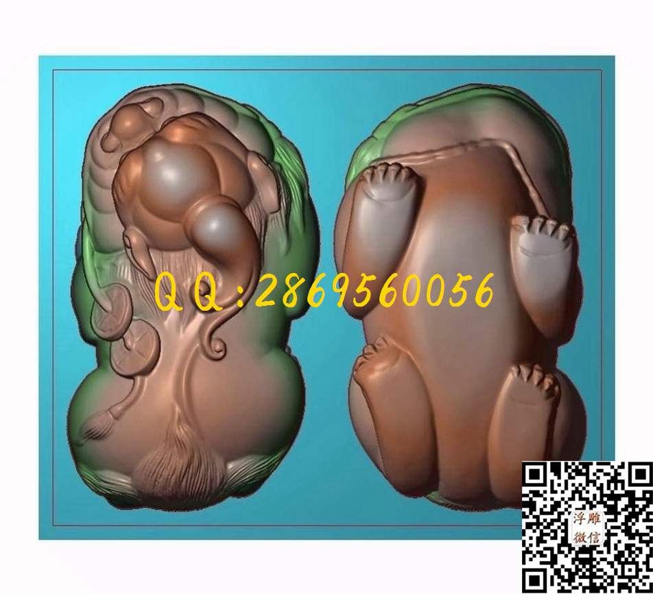 手把件仿古正反双面貔貅_瑞兽动物玉石雕刻玉雕挂件仿古牌子46牌精雕图浮雕图