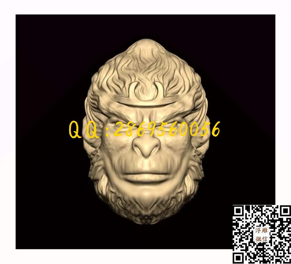 XA1167大圣猴头_圆雕图STL立体模型四轴电脑雕刻立体浮雕精雕图浮雕图