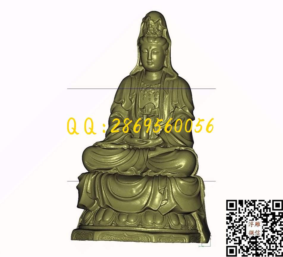 XA640莲花坐观音_圆雕图STL立体模型四轴电脑雕刻立体浮雕精雕图浮雕图