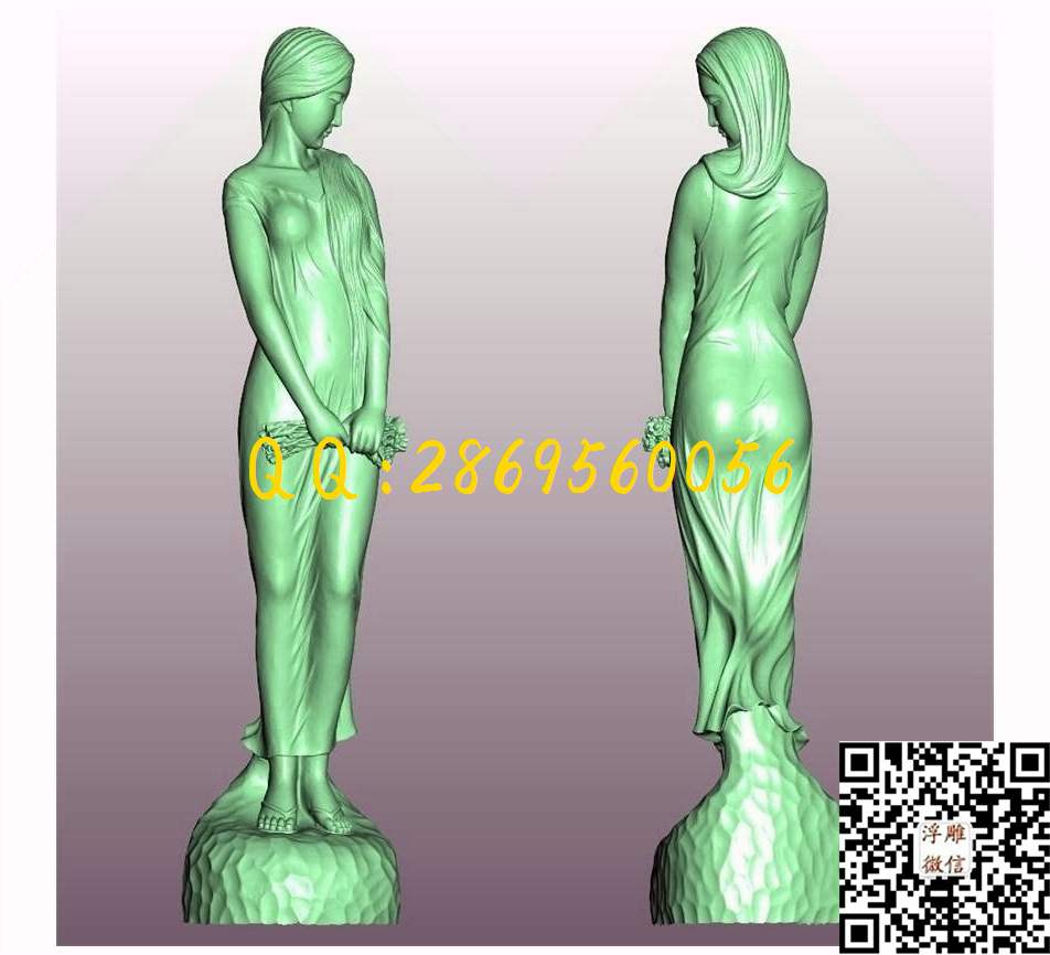 XA758美女_圆雕图STL立体模型四轴电脑雕刻立体浮雕精雕图浮雕图