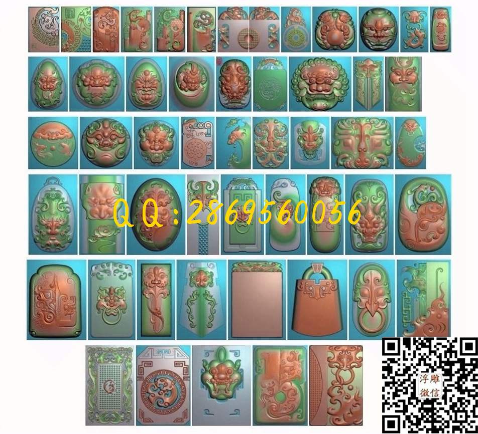 仿古兽打包_花草花鸟挂件牌子仿古兽牌玉石雕刻花件玉雕石雕精雕图浮雕图