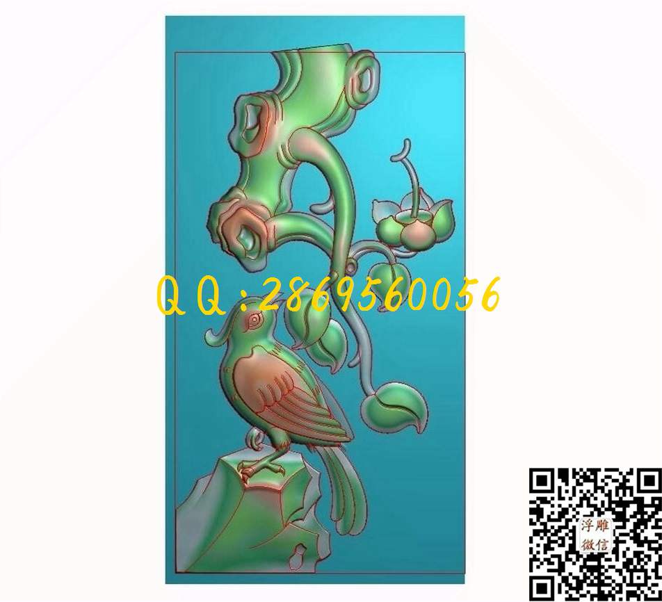 喜鹊花鸟_花草花鸟挂件牌子仿古兽牌玉石雕刻花件玉雕石雕精雕图浮雕图