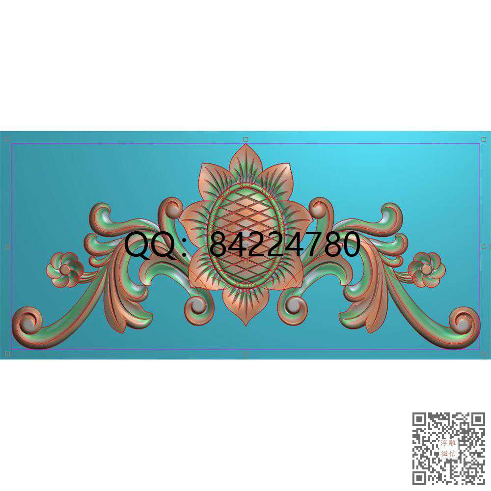 YH75木门洋花500-220_洋花门花雕花横洋花精雕图浮雕图