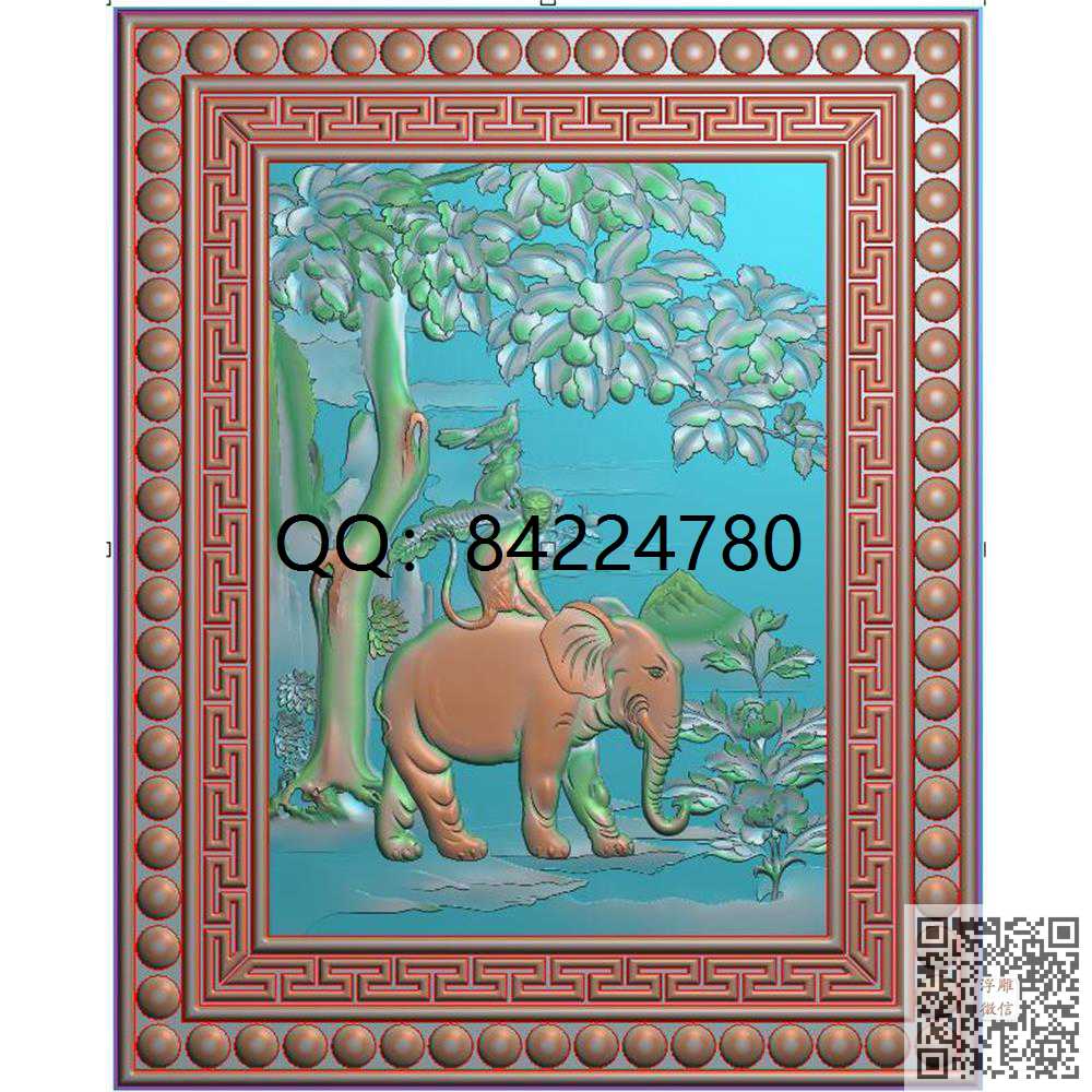 30回纹珠大象猴子400-500_藏式图古建图精雕图浮雕图