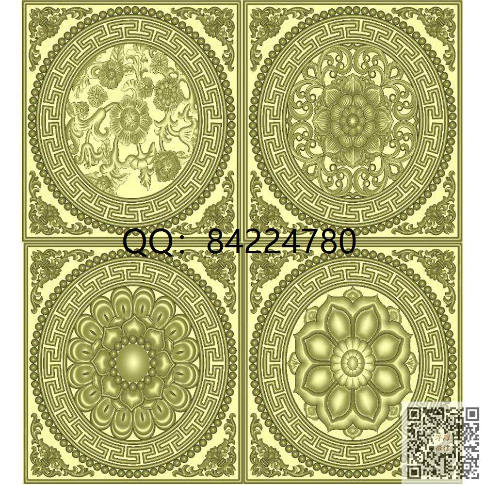 回纹洋花门板背板_藏式图古建图精雕图浮雕图