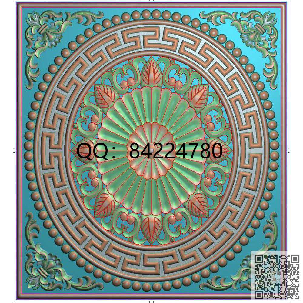 回纹洋花门板背板_藏式图古建图精雕图浮雕图