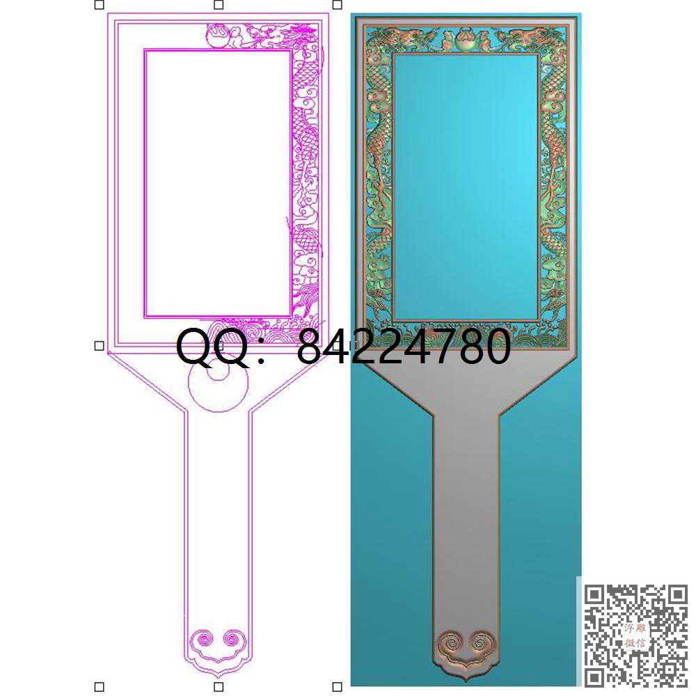 SL40双龙镜子_藏式图古建图精雕图浮雕图