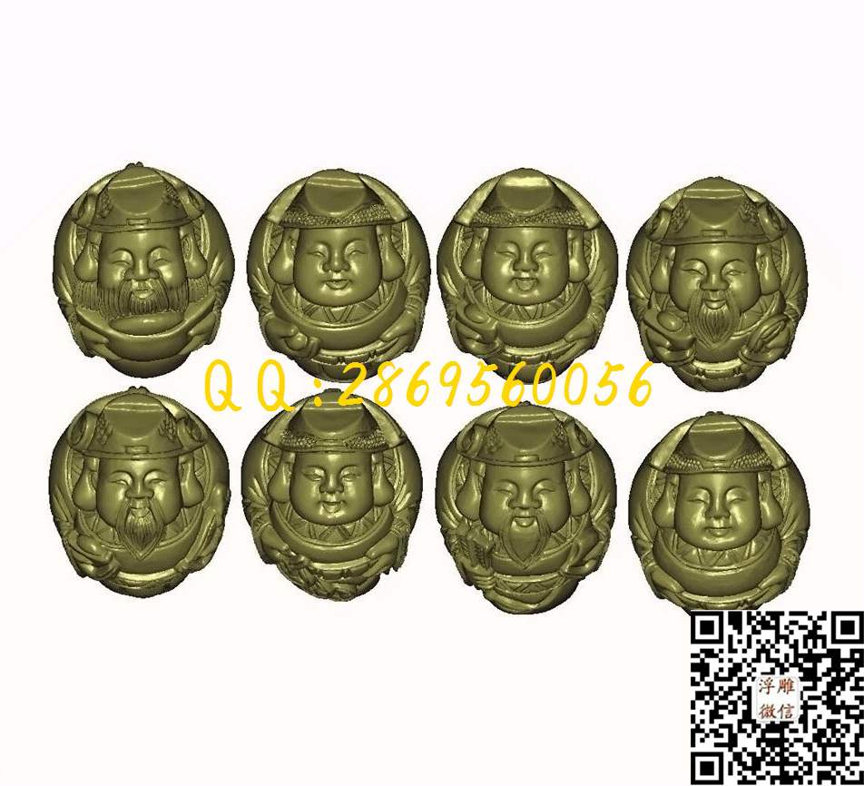 锦衣招财核雕财神_圆雕图3d立体模型图stl电脑雕刻四轴雕刻精雕图浮雕图