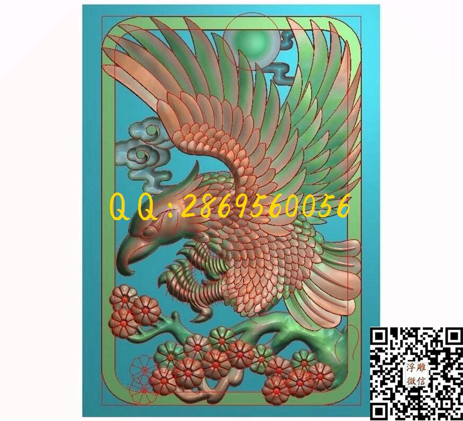 46牌苍鹰之英雄气概挂件45-63-4_动物挂件牌子46牌玉雕精雕图浮雕图
