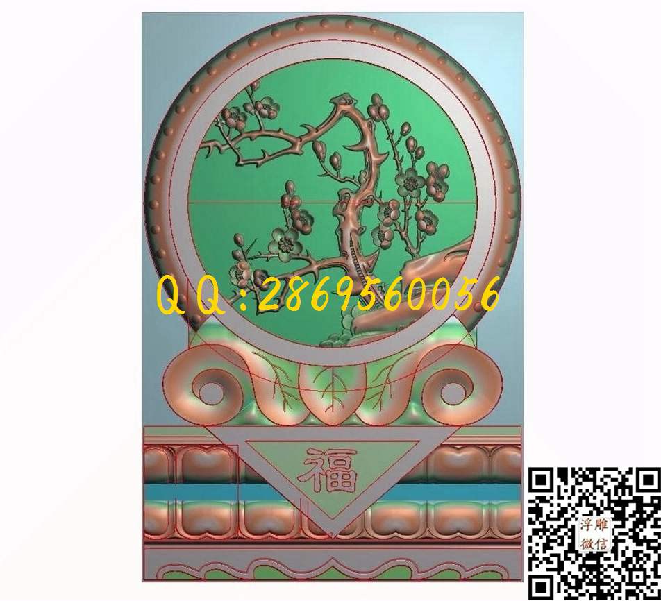 梅花福抱鼓门墩304-454-12_仿古石雕梅花福字莲花抱鼓门鼓门墩精雕图浮雕图