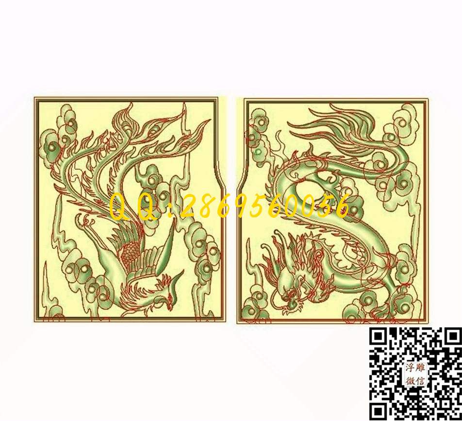 龙凤350-410-6龙凤门板仿古龙凤_玉雕龙凤石雕龙凤龙牌凤凰精雕图浮雕图