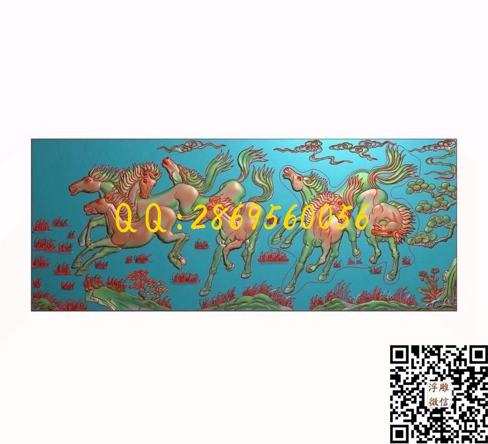 精品八骏大图1045-44-12_精雕图动物精雕图浮雕图