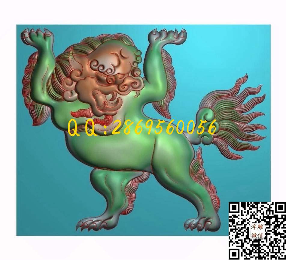 藏式狮子中式仿古雪狮站立狮子立体深雕花板_精雕图动物精雕图浮雕图