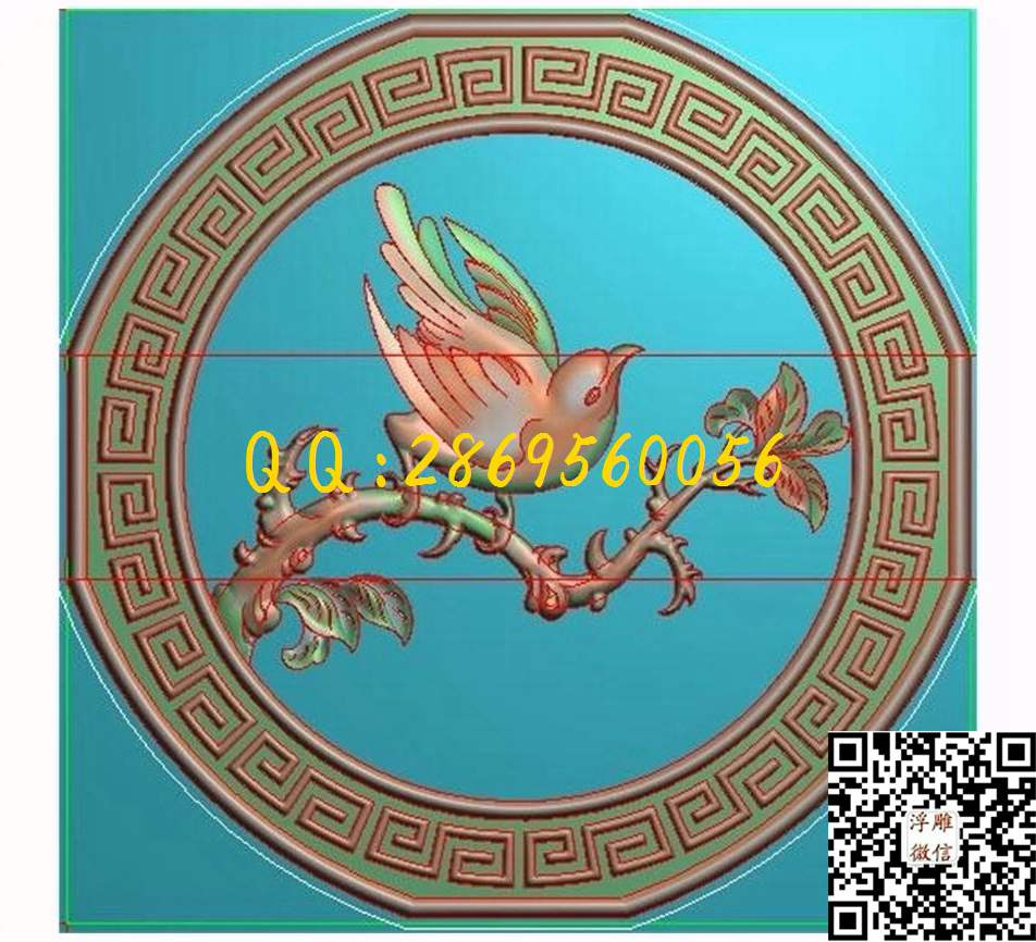 圆形花鸟186-186-4_圆形浮雕图圆屏图精雕图浮雕图