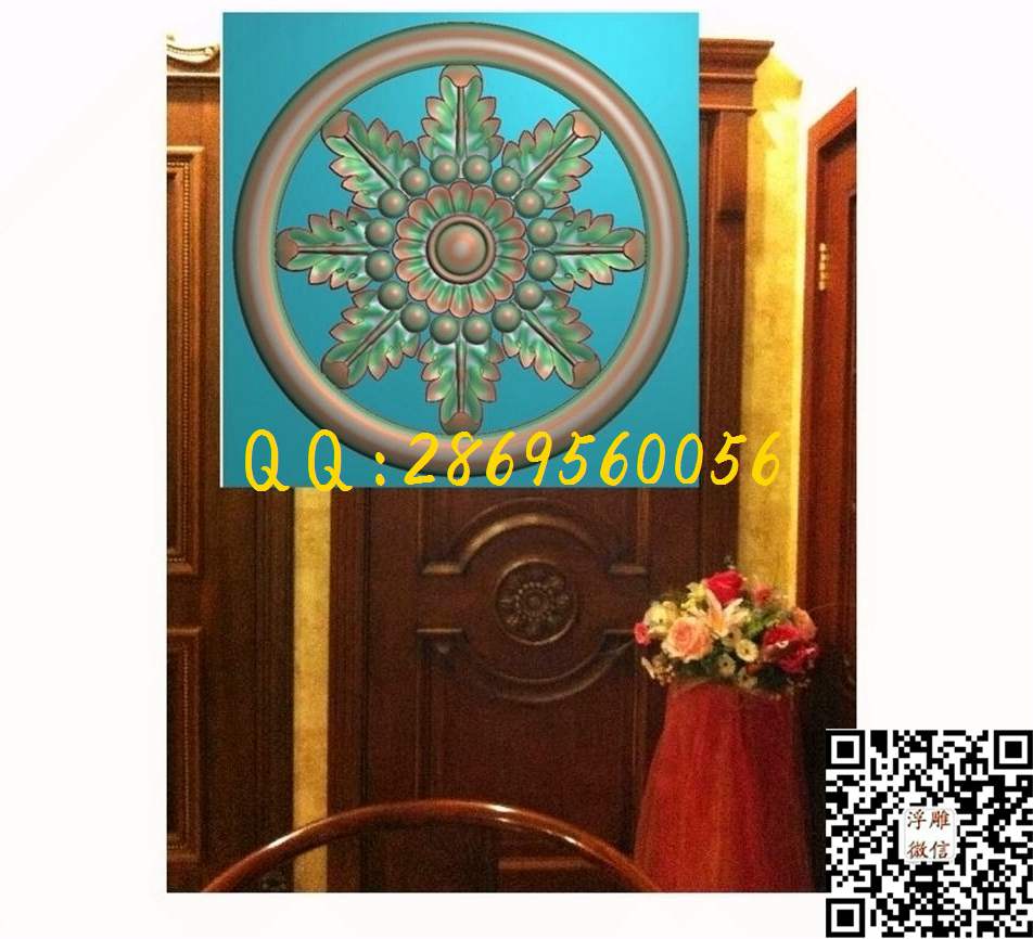 圆门花193-193-5_圆形浮雕图圆屏图圆洋花精雕图浮雕图