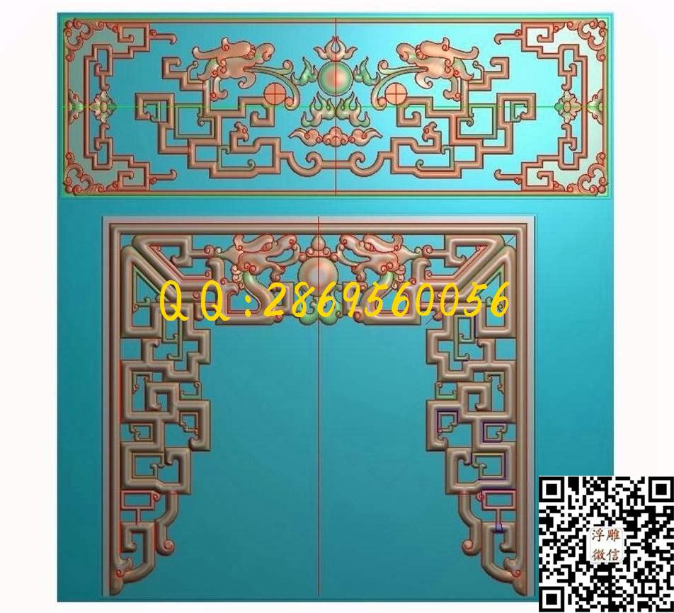拐子纹草龙佛龛边框_线条单线图通花矢量图素材激光雕刻精雕图浮雕图