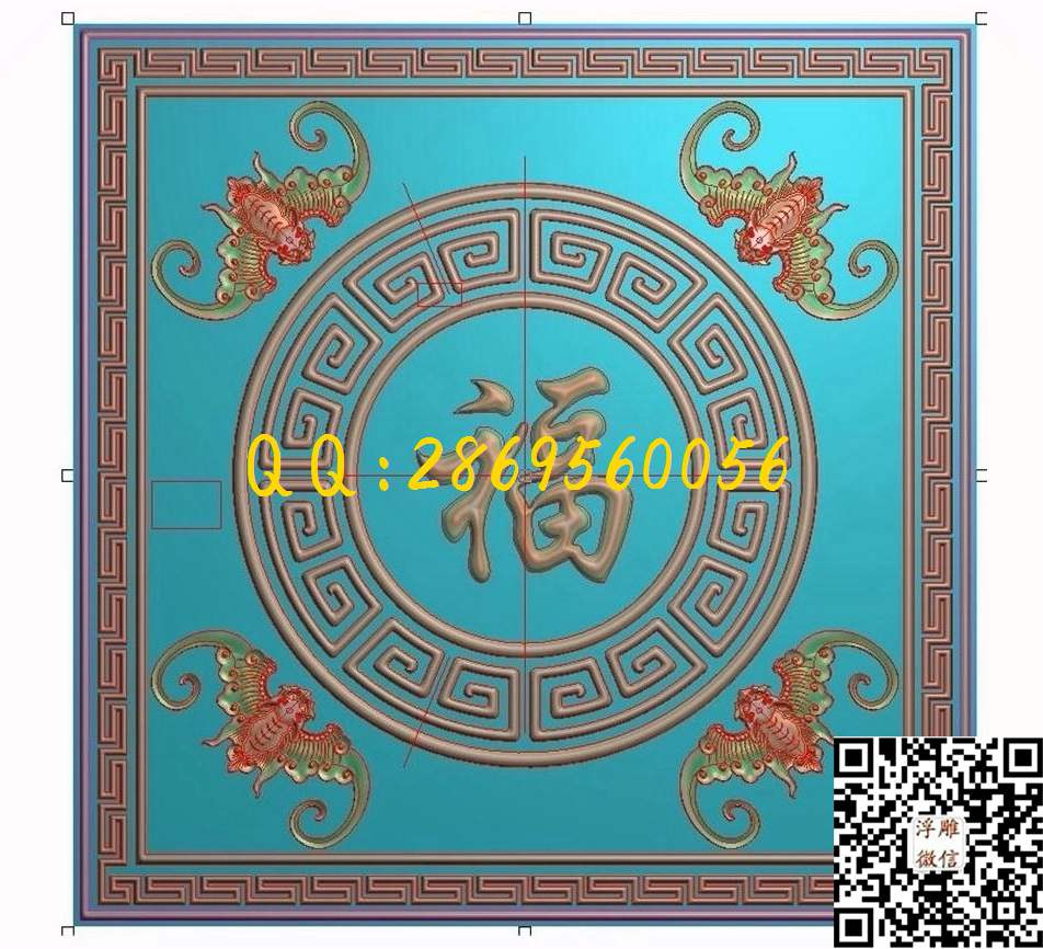 石雕蝙蝠福1337加回纹_屏风精雕图五福临门海浪背景墙精雕图浮雕图