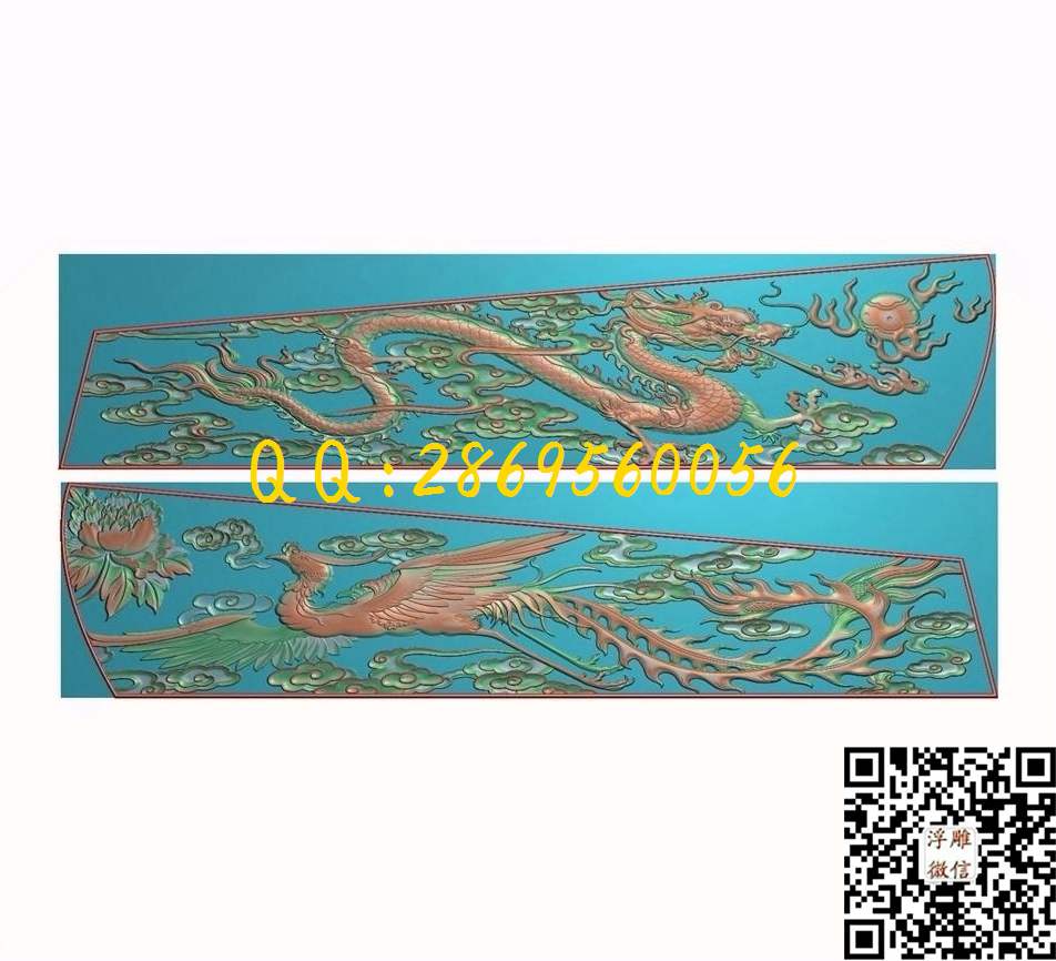 龙凤棺材2000-458-10_龙凤呈祥精雕图横板龙凤墓碑石雕龙凤凰牡丹棺木精雕图浮雕图