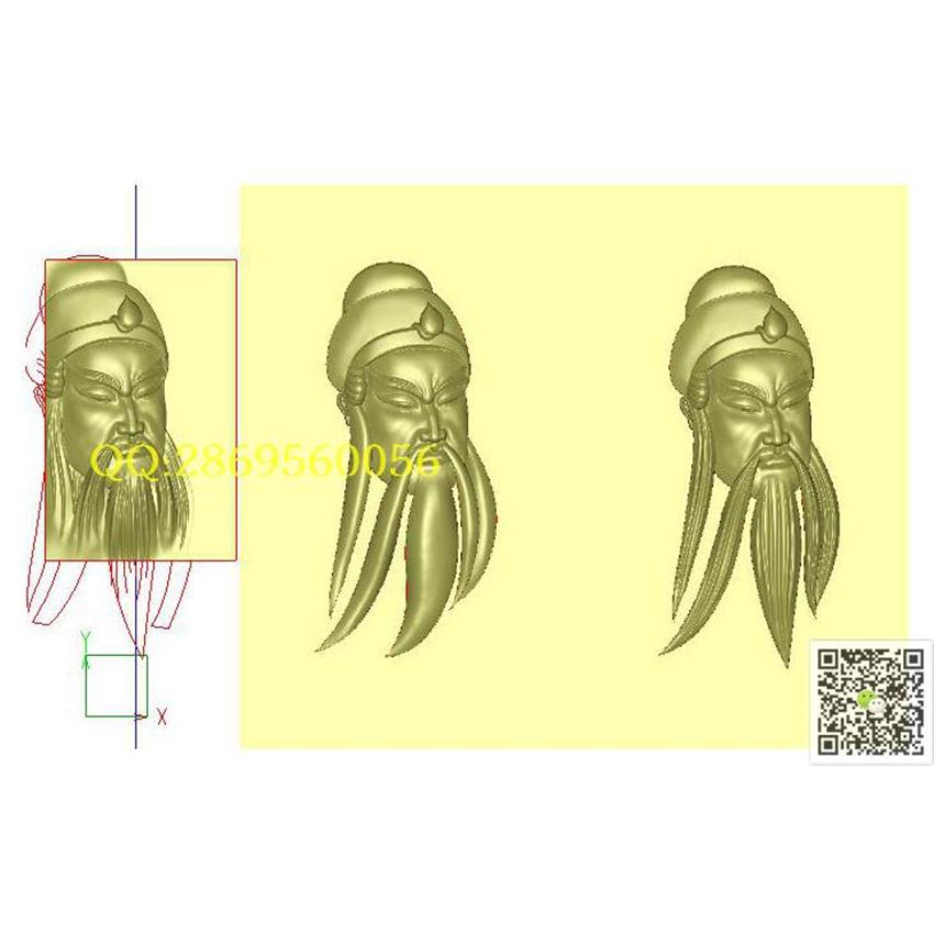 GG230关公胡须_人物图关羽关二爷精雕图浮雕图
