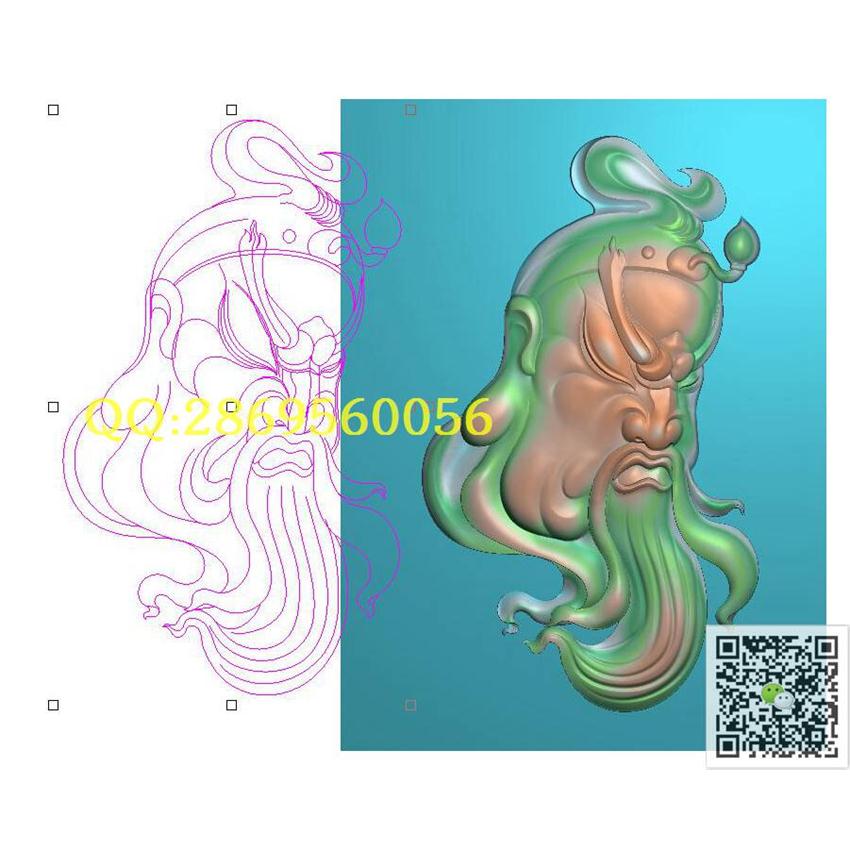230关公头胡须41-90_玉雕挂件牌子挂饰46牌精雕图浮雕图