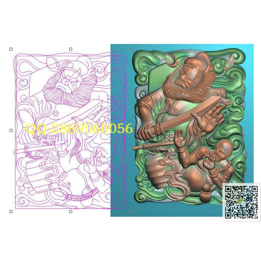 D400钟馗52-72_玉雕挂件牌子挂饰46牌精雕图浮雕图