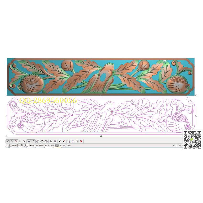 HB120藏式镂空石榴花板700-140_藏式花板藏式洋花围板精雕图浮雕图