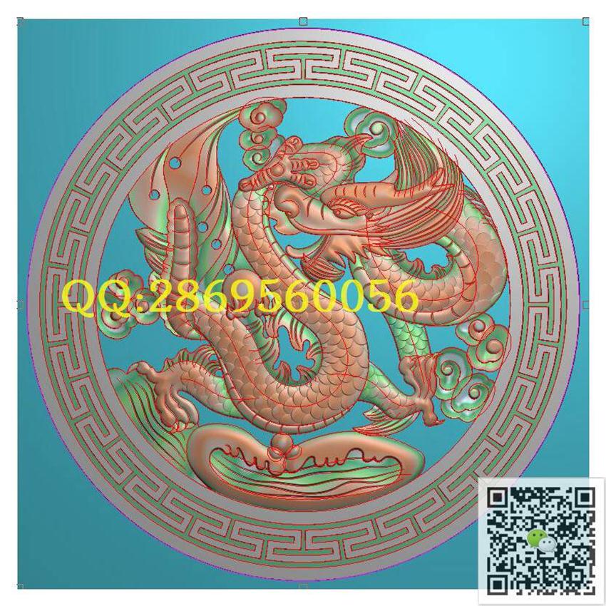 D260石雕圆龙1200_龙凤戏珠石雕仿古龙凤横梁柱头精雕图浮雕图