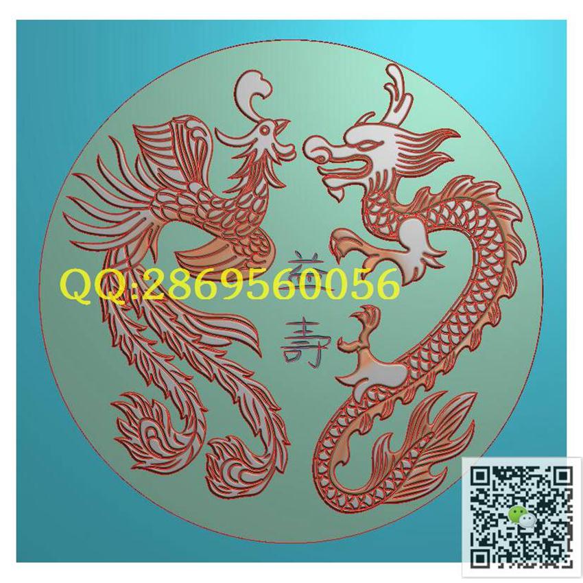 LF140圆龙凤40_龙凤戏珠石雕仿古龙凤横梁柱头精雕图浮雕图