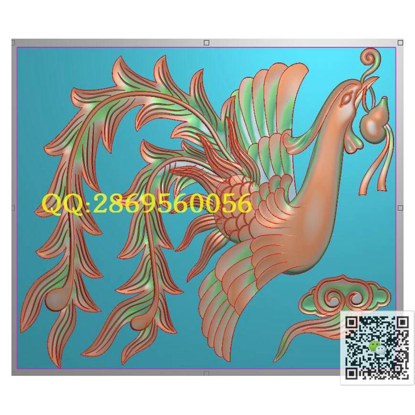 石雕凤凰葫芦860-730_龙凤戏珠石雕仿古龙凤横梁柱头精雕图浮雕图