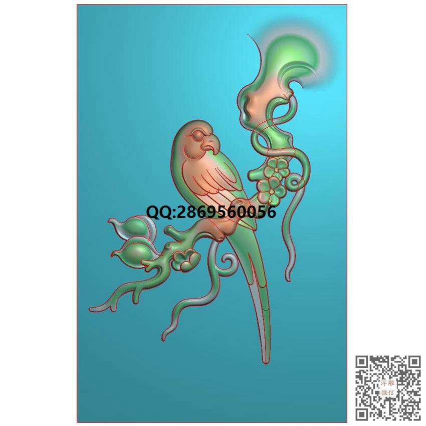 GNM-007玉雕梅花花鸟挂件带线_挂件精雕图仿古牌子浮雕图46牌灰度图兽牌玉雕图精雕图浮雕图