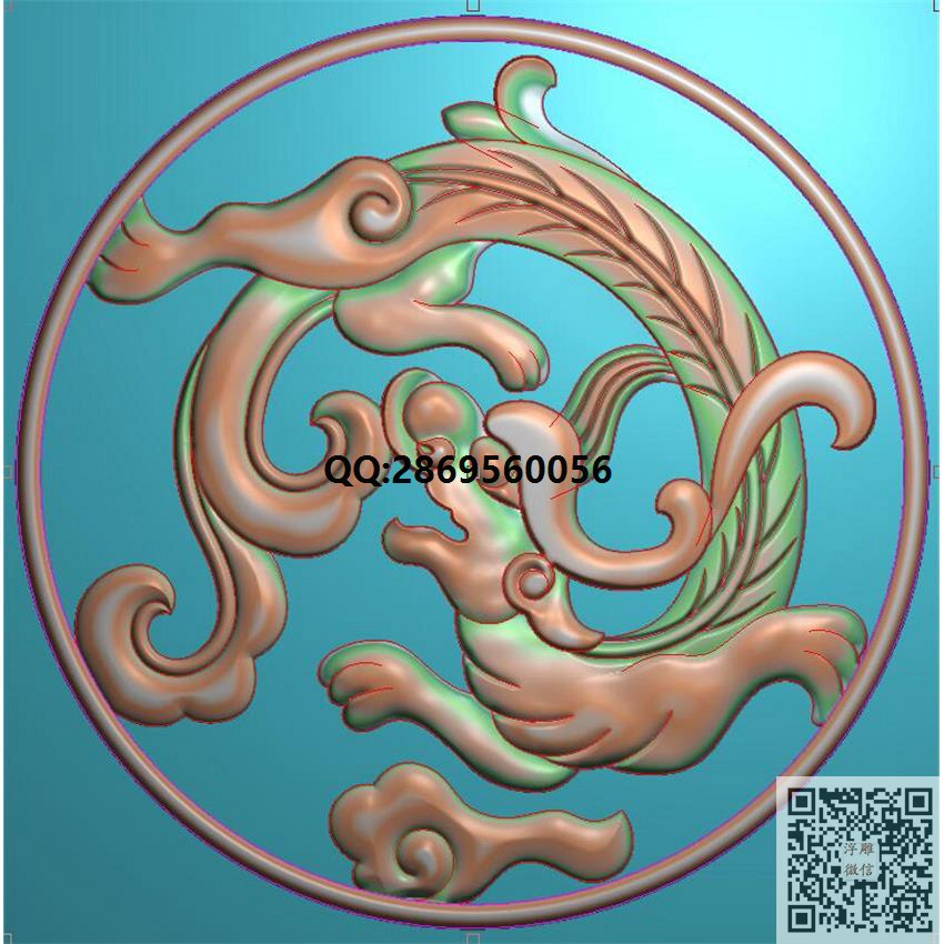 圆草龙靠背108_圆形精雕图圆形浮雕图圆盘挂屏圆挂匾精雕图浮雕图