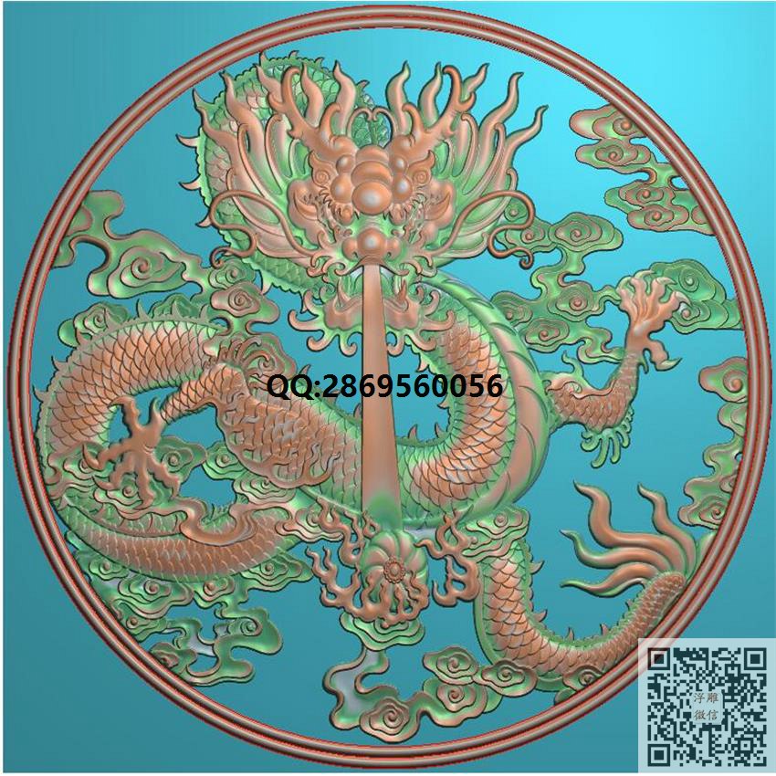 正龙盘龙圆_圆形精雕图圆形浮雕图圆盘挂屏圆挂匾精雕图浮雕图