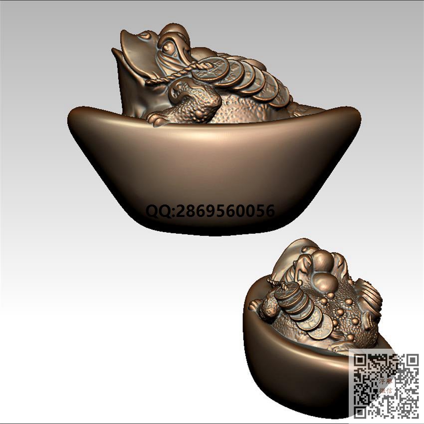 LDC-006元宝金蟾_STL圆雕图3d打印立体模型3d三维立体图精雕图浮雕图