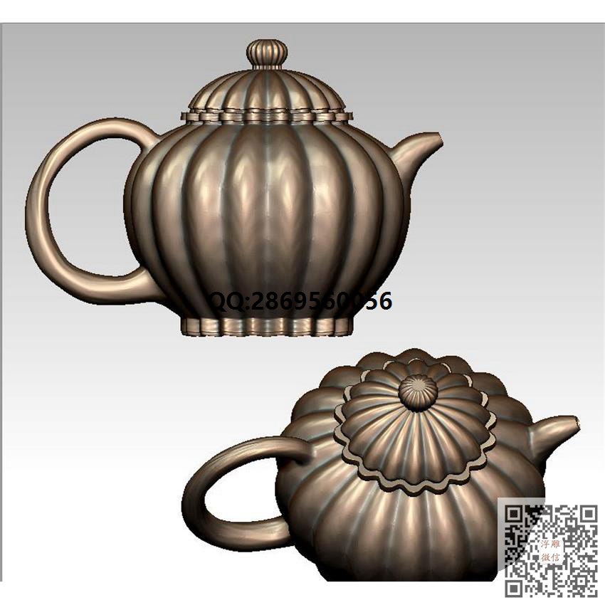 LGU-006南瓜茶壶_STL圆雕图3d打印立体模型3d三维立体图精雕图浮雕图
