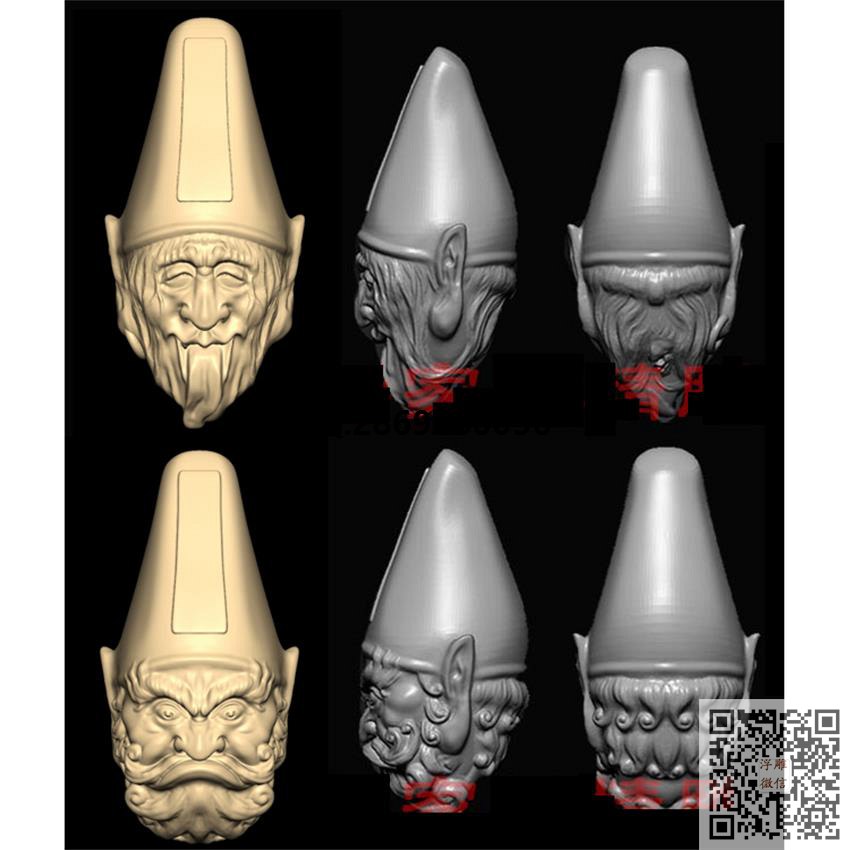 XA1185黑白无常_STL圆雕图3d打印立体模型3d三维立体图精雕图浮雕图
