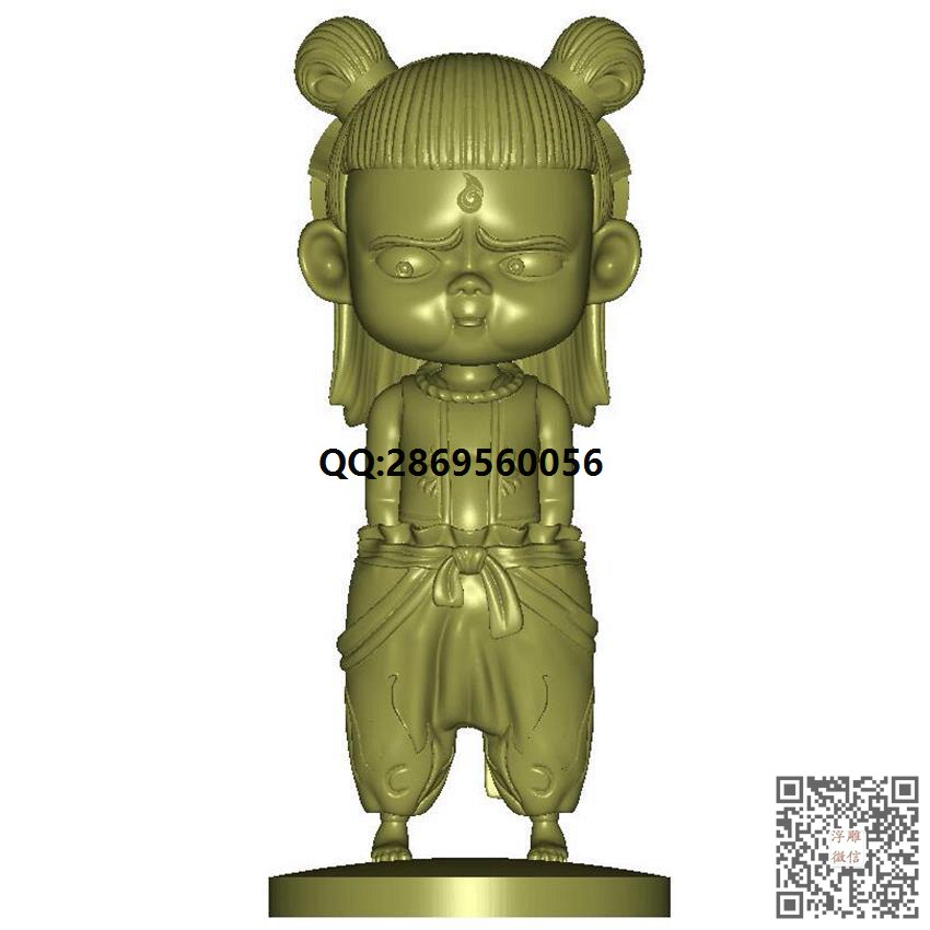 哪吒1_STL圆雕图3d打印立体模型3d三维立体图精雕图浮雕图